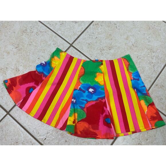 Keiko VTG Pink One Piece Swimsuit Skirt Set Abstract Colorful Vibrant Sz L - Picture 10 of 16